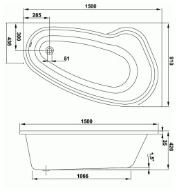 Каркас Riho Nora 160x90 L для асимметричной ванны металлический в #WF_CITY_PRED# 2