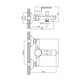 Смеситель GERA (арт. GE61611341) для ванны короткий изл.,карт.35мм Zollen в #WF_CITY_PRED# 2