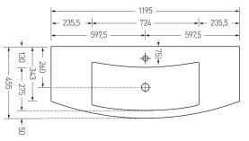 Раковина Акватон SEVIGLIA 120x12 (1195x455) FLOAT VIOLA MET в #WF_CITY_PRED# 1