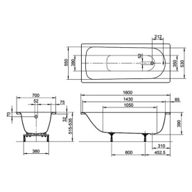Ванна стальная Kaldewei Eurowa 160х70 прямоугольная Мод 311-1 в #WF_CITY_PRED# 2