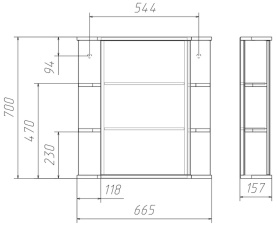 Шкаф-зеркало Оазис-2 65 левый/правый Домино в #WF_CITY_PRED# 1