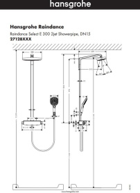 Душ набор Hansgrohe Raindance Select E 300 2jet Showerpipe 27128400 в #WF_CITY_PRED# 1