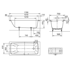 Ванна стальная Kaldewei Cayono 170х75x41 anti-sleap, easy-clean прямоугольная Мод 750 в #WF_CITY_PRED# 2