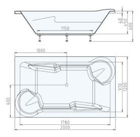 Каркас Alpen 130x70 для прямоугольной ванны металлический в #WF_CITY_PRED# 2