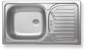 Мойка кухонная врезная Kromevye 0,6 мм 435*760 мм декор левая в #WF_CITY_PRED# 0