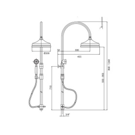 Душевая колонна Cezares ELITE-CAE-03/24-Bi с ручным и верхним душем для смесителя в #WF_CITY_PRED# 1