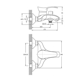 Смеситель EMDEN (арт. EM61611141) для ванны короткий изл., карт.40мм Zollen в #WF_CITY_PRED# 2
