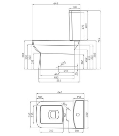 Унитаз-компакт Della Quattro Wood DE511090024, горизонтальный выпуск, 2-реж смыв, сиденье дюропласт с микролифтом (венге) в #WF_CITY_PRED# 2