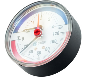 Термоманометр аксиальный в комплекте с автоматическим запорным клапаном. Корпу STOUT SIM-0005-800415 в #WF_CITY_PRED# 2