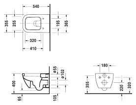 Унитаз подвесной Duravit Happy D.2 365x540 мм 2221090000, с вертикальным смывом, с креплением Durafix в #WF_CITY_PRED# 2