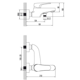 Смеситель для ванны Lemark Shift LM4332C с коротким изливом, хром, без аксессуаров в #WF_CITY_PRED# 1
