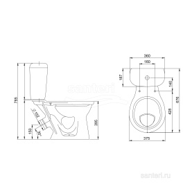 Унитаз-компакт Santeri Виктория белый нижнее подключение +арм, крепл.,сид. в #WF_CITY_PRED# 6