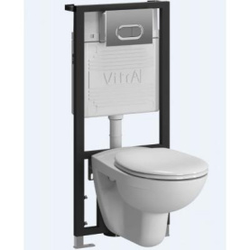 Комплект Vitra Normus 9773В003-7202 подвесной унитаз с инсталляцией, сиденье дюропласт, кнопка в #WF_CITY_PRED# 1
