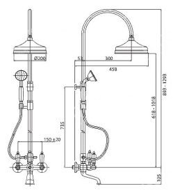 Душевая колонна Cezares FIRST-CVD-03/24-Bi со смесителем для ванны в #WF_CITY_PRED# 1