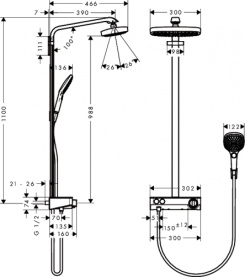 Душевая система Hansgrohe Raindance Select E 300 2jet Showerpipe 27126000 для душа в #WF_CITY_PRED# 1