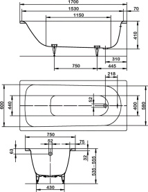 Ванна стальная Kaldewei Saniform Plus 170х75 anti-sleap, easy-clean, прямоугольная Мод 373-1 в #WF_CITY_PRED# 2