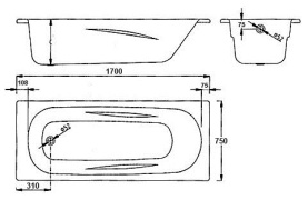 Стальная ванна BLB Universal Anatomica 170x75 см B75U42-1 с отверстиями под ручки 232 мм в #WF_CITY_PRED# 3