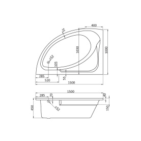 Ванна акриловая Santek Гоа 150x100 с гидромассажем левая Базовая Плюс 1WH112368 в #WF_CITY_PRED# 1