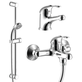 Набор смесителей Rossinka SET35-80 3 в 1 (для ванны + для умывальника + душ.гарнитур), хром в #WF_CITY_PRED# 0